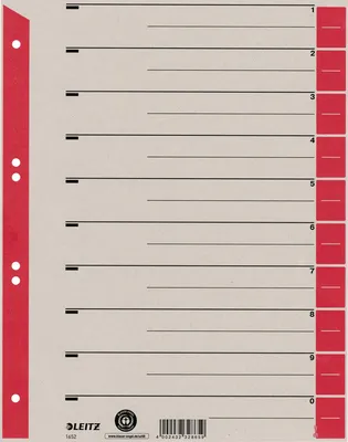 Produktbild von Leitz Trennblatt 16520025 DIN A4 230g Karton rot 100 St./Pack.