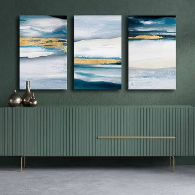 Produktbild von Wallity, 3P4570GSC-001, Dekoratives Leinwandgemälde (3 Teile), Mehrfarbig, 100 % LEINWAND, 145 x 70 cm