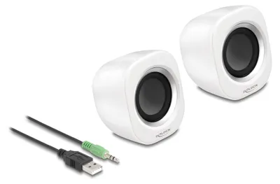 Produktbild von DeLOCK 27008, 2.0 Kanäle, Kabelgebunden, 2 W, 100 - 18000 Hz, 4 Ohm, Silber, Weiß