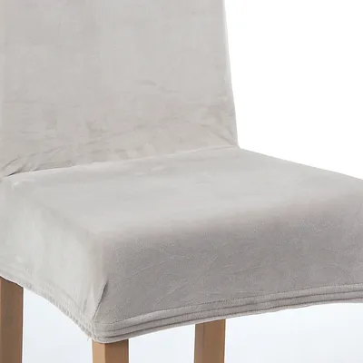 Produktbild von BESTCOVERS VELVET 2.0 Samt Stretch Plüsch Elasthan Stuhlhussen Universal SILVER GREY