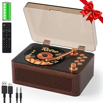 Immagine prodotto di Lettore CD retrò portatile con Bluetooth, altoparlanti e radio