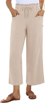Produktbild von Omgoods – Damenleinenhose 7/8 mit hoher Taille und Taschen