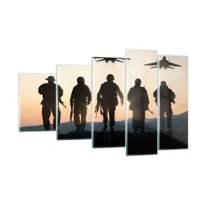 Produktbild von Bilder auf glas - Armee Militaria - 100x60cm - Glasbilder - Wandbilder - Kunstdruck - zum Aufhängen bereit - Wanddekoration aus Glas - Glas Bilder - Wandbild auf Glas - 5 Teile - GEG100x60-3436