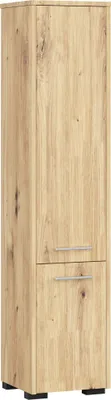 Image de Armoire de salle de bain, étagère haute de 30 cm, meuble haut de 140 cm de hauteur, 2 portes, étagère de salle de bain avec 5 compartiments
