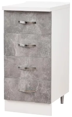 Küchen-Unterschrank mit 4 Schubladen, Holz, 40x50x85 cm, Beton