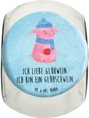Produktbild von Mr. & Mrs. Panda Teedose Schwein Glühwein XL 2000ml - Eisblau - Geschenk, aufbewahrungsglas, Vorratsglas, Punsch, Vorratsbehälter, Glühschwein, glasbehälter, Weihnachten