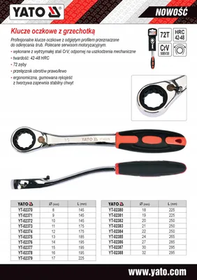 Produktbild von Yato YT-02380 Ringschlüssel gekröpft mit Ratsche 18 mm