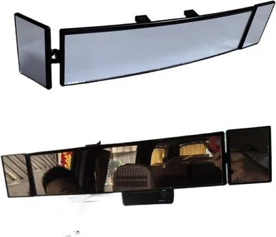 Productafbeelding van Achteruitkijkspiegel Auto - Interieurspiegel Breedbeeld - Veiliger Rijden - Universele Pasvorm - 38x7.2 cm - Zwart