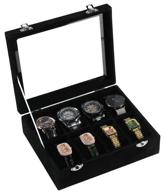 Image de Boîte à montres de luxe avec 12 compartiments et couvercle en verre