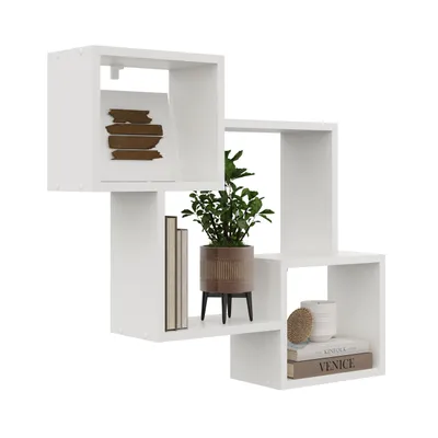 Produktbild von Wandregal Weiß 78x71 cm – Modernes Hängeregal mit offener Struktur – Regal zur Wandmontage für Wohnzimmer, Büro oder Flur