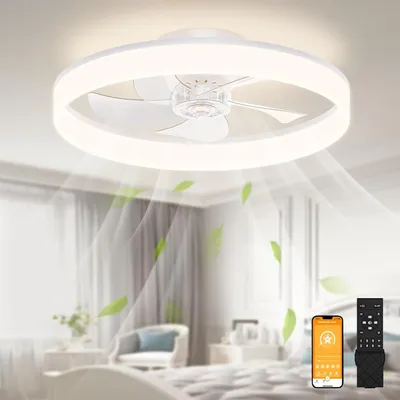 Obrázok produktu pre Stropný ventilátor s osvetlením a diaľkovým ovládaním, s 6 stupňami výkonu a možnosťou stmievania, moderné stropné svietidlo s ventilátorom, tichý LED stropný ventilátor