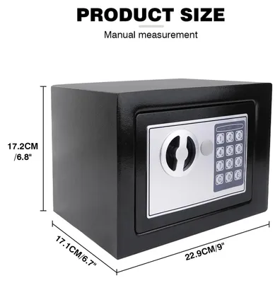 Produktbild von Digitaler Safe - Elektronischer Tresor - 4,6 l Volumen - Stahlsafe mit Zahlencode und Schlüssel - 17x23x17 cm - Schwarz