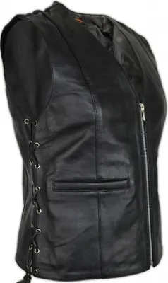 Produktbild von Damen Lederweste Lederkutte Slim Fit Kutte Biker Weste Bikerweste Motorrad Weste(XL)