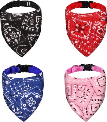 Imagen del producto de Paquete de 4 bandanas para perros, de forma triangular, ajustables, lavables, para perros pequeños y medianos