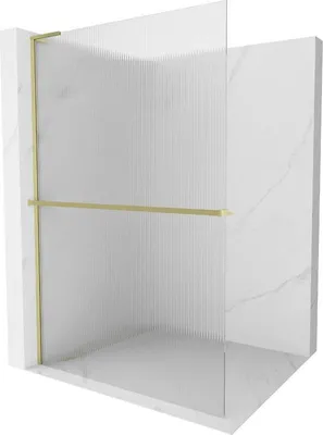Produktbild von Mexen Kioto+ L Duschwand mit Ablage Walk-in 100 x 200 cm, klar, gebürstetes Gold - 800-100-123-55-09