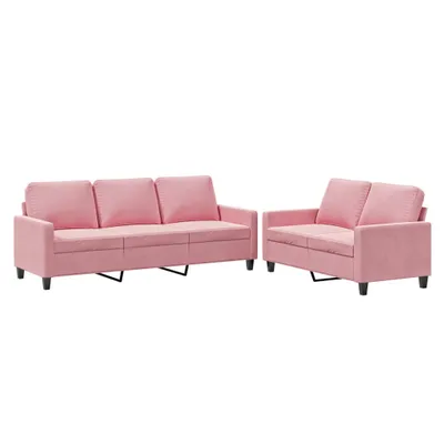 Zdjęcie produktu dla vidaXL 2-częściowa sofa z poduszkami różowy aksamit