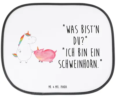 Produktbild von Mr. & Mrs. Panda Sonnenschutz Auto Einhorn Schwein - Weiß - Geschenk, Sonnenblende, Freundin, Unicorn, Schweinchen, hitzeschutz, für Autoscheiben, Einhörner