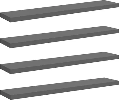 Produktbild von vidaXL Schweberegale 4 Stk. Hochglanz-Grau 120x23,5x3,8 cm MDF