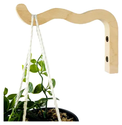 Produktbild von Wandhalterung aus Holz für Blumenampeln und Pflanzen - Hängende Wandhaken für Blumentöpfe, Laternen und Dekoration | Rustikale Holzhalterung für Innen und Außen