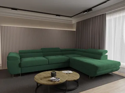 Produktbild von 4ALLHOME Ecksofa Luna mit Schlaffunktion, Couch, Sofa mit Bettkasten, Eckcouch, L-Form Seite: Rechts, Monolith 37 Flaschengrün