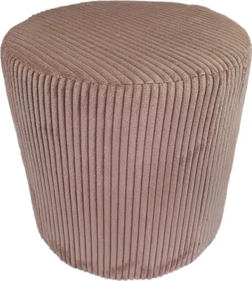 Produktbild von Cord-Hocker POSO 40x40 cm gepolstert rund – weiches Sitzkissen oder Fußhocker für Wohnzimmer – Rosa