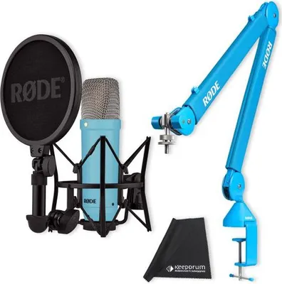 Zdjęcie produktu dla Mikrofon Rode NT1 Signature Blue z ramieniem przegubowym PSA1+ Niebieski i ściereczką
