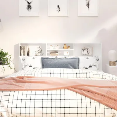Image de vidaXL Tête de lit avec étagères blanc 180x19x103,5 cm