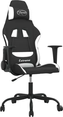 Produktbild von Gaming-Stuhl mit Massagefunktion Schwarz und Weiß Stoff
