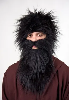 Produktbild von Bart aus schwarzem Plüsch Knecht Ruprecht Krampus