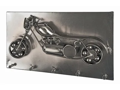 Produktbild von Haku Wandgarderobe - Motorrad 5 in schwarz vernickelt, 3D Optik mit 5 Garderobenhaken