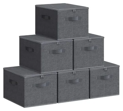 Produktbild von Aufbewahrungsbox mit Deckel, faltbare Stoffbox mit Griffen, Kleideraufbewahrungsbox, Vliesstoff, 6er-Set, 40 x 30 x 25 cm