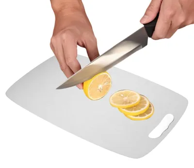 Image de Planche à découper en acier inoxydable, double face, pour la cuisine