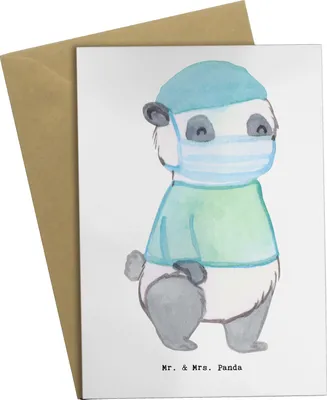 Produktbild von Mr. & Mrs. Panda Klappkarte Chirurg Herz - Weiß - Geschenk, dankeskarten, einladungskarten, OP, Mediziner, Arzt, weihnachtskarten, hochzeitskarten, osterkarten, Grußkarte