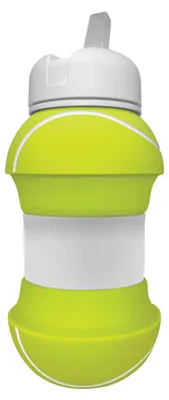 Produktbild von Music Hero Faltbare Sportflasche Aus Silikon 550 Ml Funny Bottle Tennisball-Design Mit Karabiner