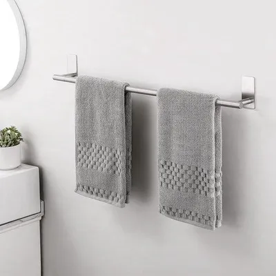 Immagine prodotto di Portasciugamani in acciaio inossidabile con finitura lucida e adesivo per il bagno, lunghezza 76 cm