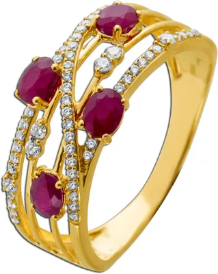 Produktbild von Rubin Ring Gold 585 14K Natur Rubine 1.07ct nat. Brillanten 0.23ct 19