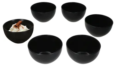 Produktbild von 6x Panther Schale Ø14,2cm schwarz 450ml Steingut 6 Personen