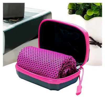 Produktbild von Kühlendes Handtuch, 30 x 80 cm, schnell trocknendes Eishandtuch mit wasserdichter Aufbewahrungsbox aus EVA, tragbares Mikrofaser-Kühltuch – ideal für Laufen, Fitness, Camping und Outdoor-Aktivitäten