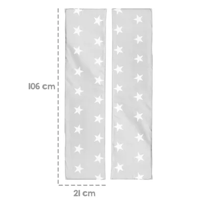 Immagine prodotto di Cuscino per panche per feste per bambini - 108 x 20 cm - set di 2 cuscini per seduta con design Little Stars - cuscini da abbinare ai set per feste roba - grigio / bianco