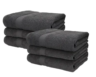 Produktbild von Betz 6 Stück Saunatücher 80 x 200 cm PALERMO 100% Baumwolle Badetuch Liegetuch Strandtuch   Farbe: anthrazit