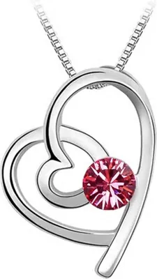 Produktbild von Damen Halskette Herz Heart Anhänger Zirkonia Kristall Autiga® silber-pink