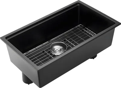 Produktbild von Küchenspüle Granitspülen (762 x 457 x 230 mm) zur Aufputzmontage, Einbauspüle im Landhausstil mit Zubehörteilen, Haushaltsspülbecken für Wohnmobile, Vorbereitungsküchen, Bars, schwarz