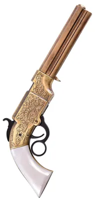 Volcanic-Pistole von 1854 Messing und Perlmutt-Imitat Replik Vorderseite
