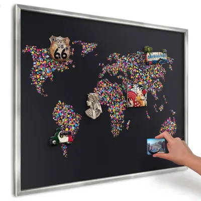 Produktbild von Magnettafel 80x60 cm in einem silbernen Rahmen - Magnetische Metalltafel, Magnetpinnwand zur Wandmontage für Wohnzimmer, Küche, Flur, Kinderzimmer und Büro - Farbkarte