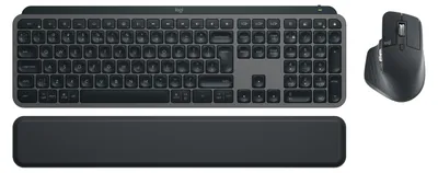 Zdjęcie produktu dla Logitech Master MX Keys S Combo, Bezprzewodowy, Bluetooth, Przełącznik nożycowy, QWERTY, LED, Grafitowy