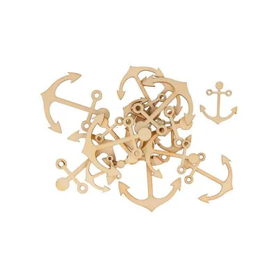 Immagine prodotto di 30 mini decorazioni in legno - Ancora da barca