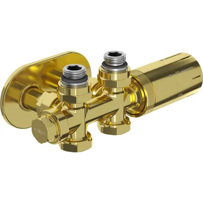 Zdjęcie produktu dla Mexen G05 zestaw termostatyczny kątowy/prosty z maskownicą R, Duplex, DN50, złoty - W908-958-905-50