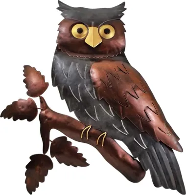 Produktbild von Wanddeko Eule Uhu Vogel Ziervogel Metall Deko Bild Tier Figur Wandschmuck Hänger