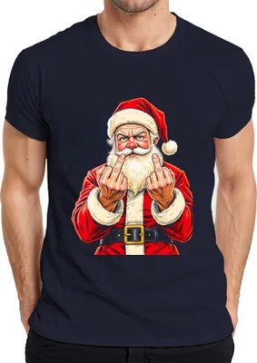 Produktbild von Frecher Weihnachtsmann Mittelfinger Sarkastisch Lustig Geschenk Herren T-Shirt, Navy, M