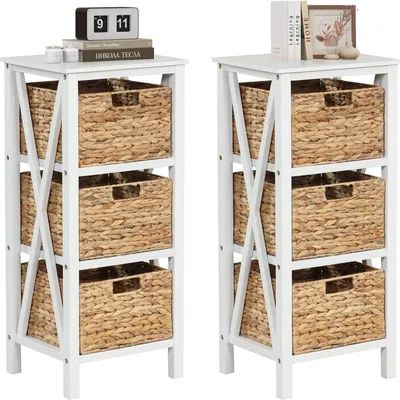 Image de Table de chevet - Table d'appoint - Rangement - Meuble de salon - Meuble de chambre - Lot de 2